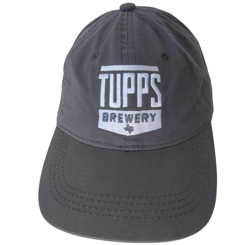 Tupps Brewery Baseball Cap Hat Gray White Embroidered McKinney Texas Craft Beer